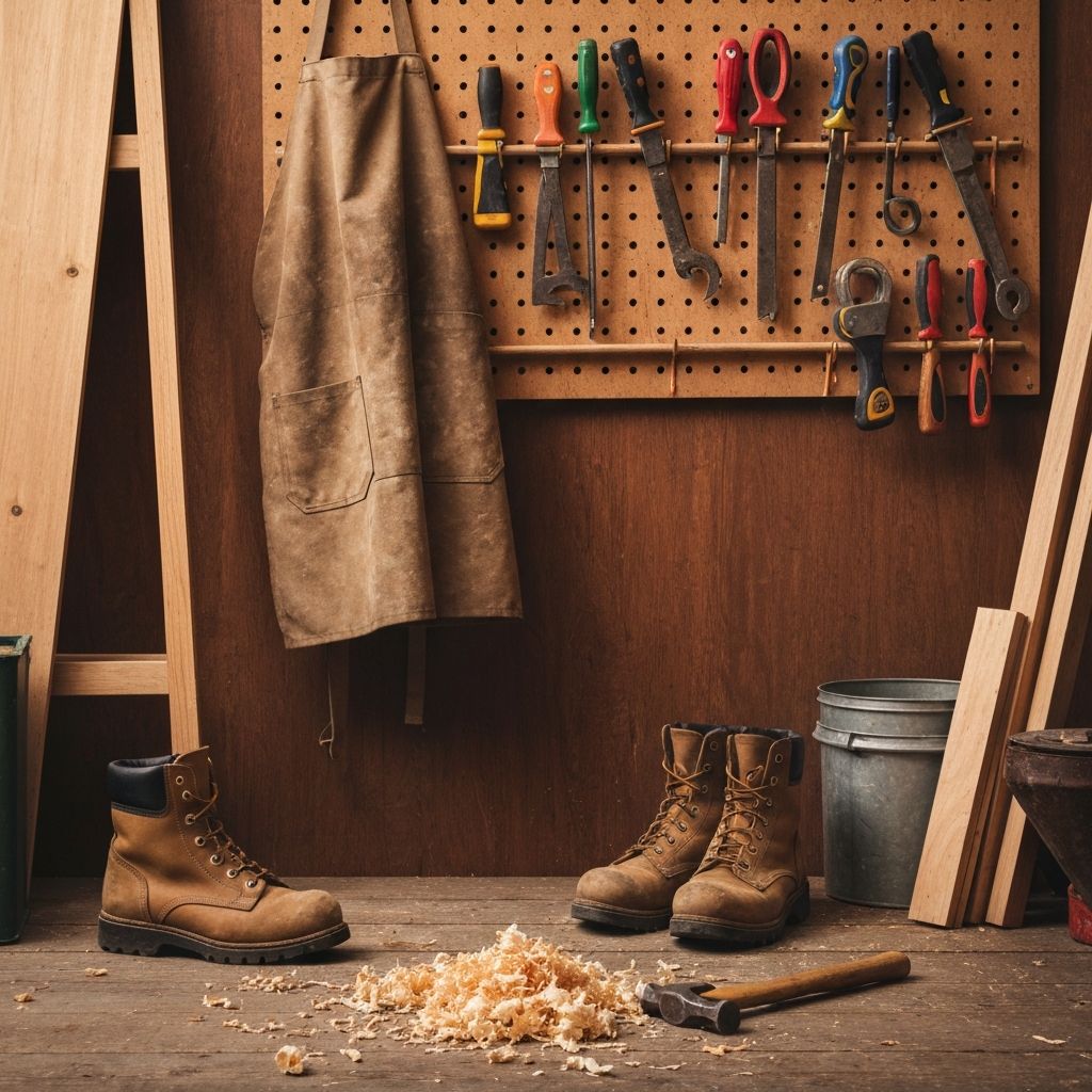 Traditional joinery tools on a craftsman's workbench